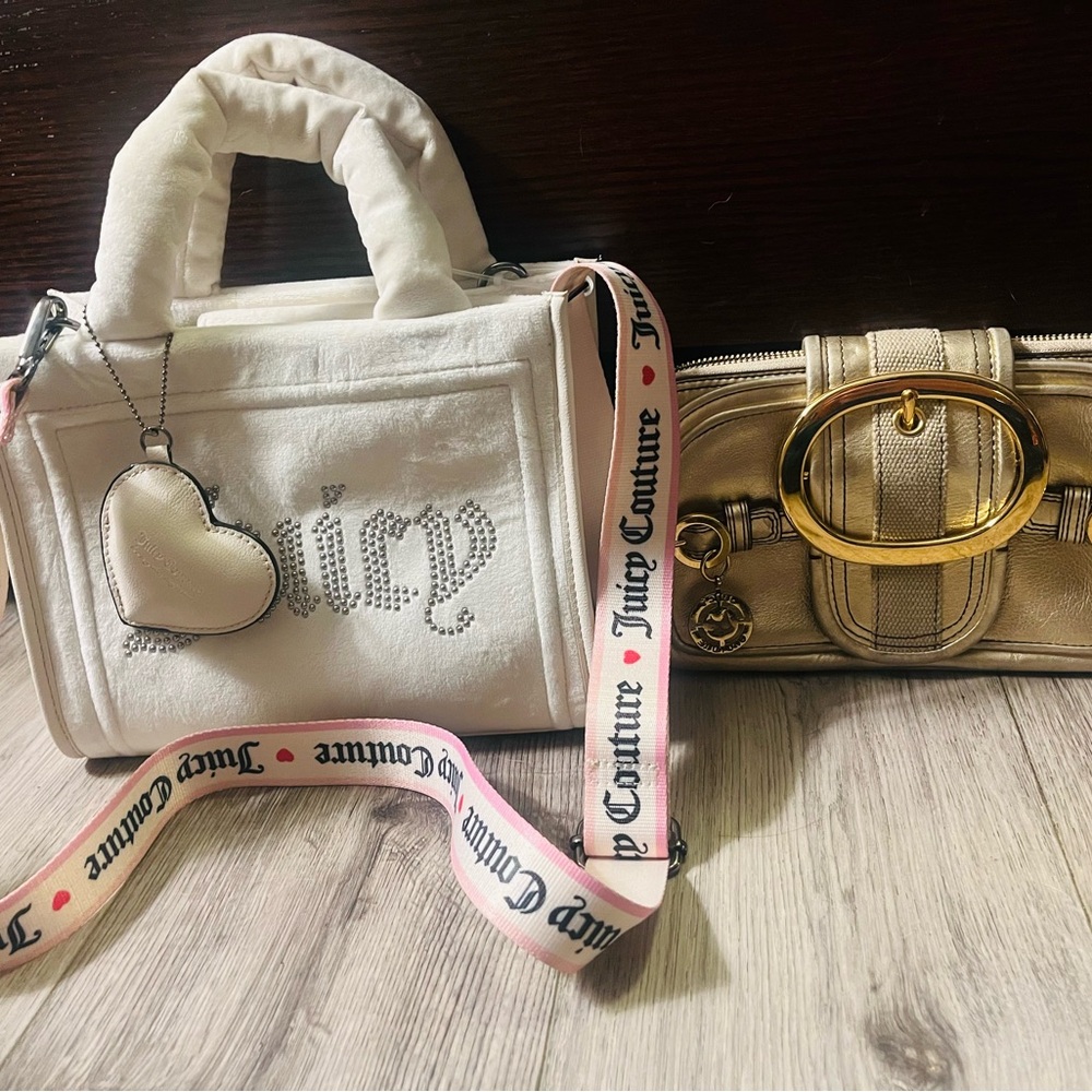 NWOT juicy couture cross body bag and gold clutch